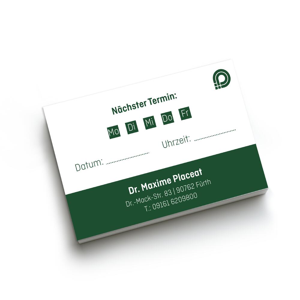 100 Terminkarten | 300 g/m² | 8,5 x 5,5 cm | einseitig bedruckt