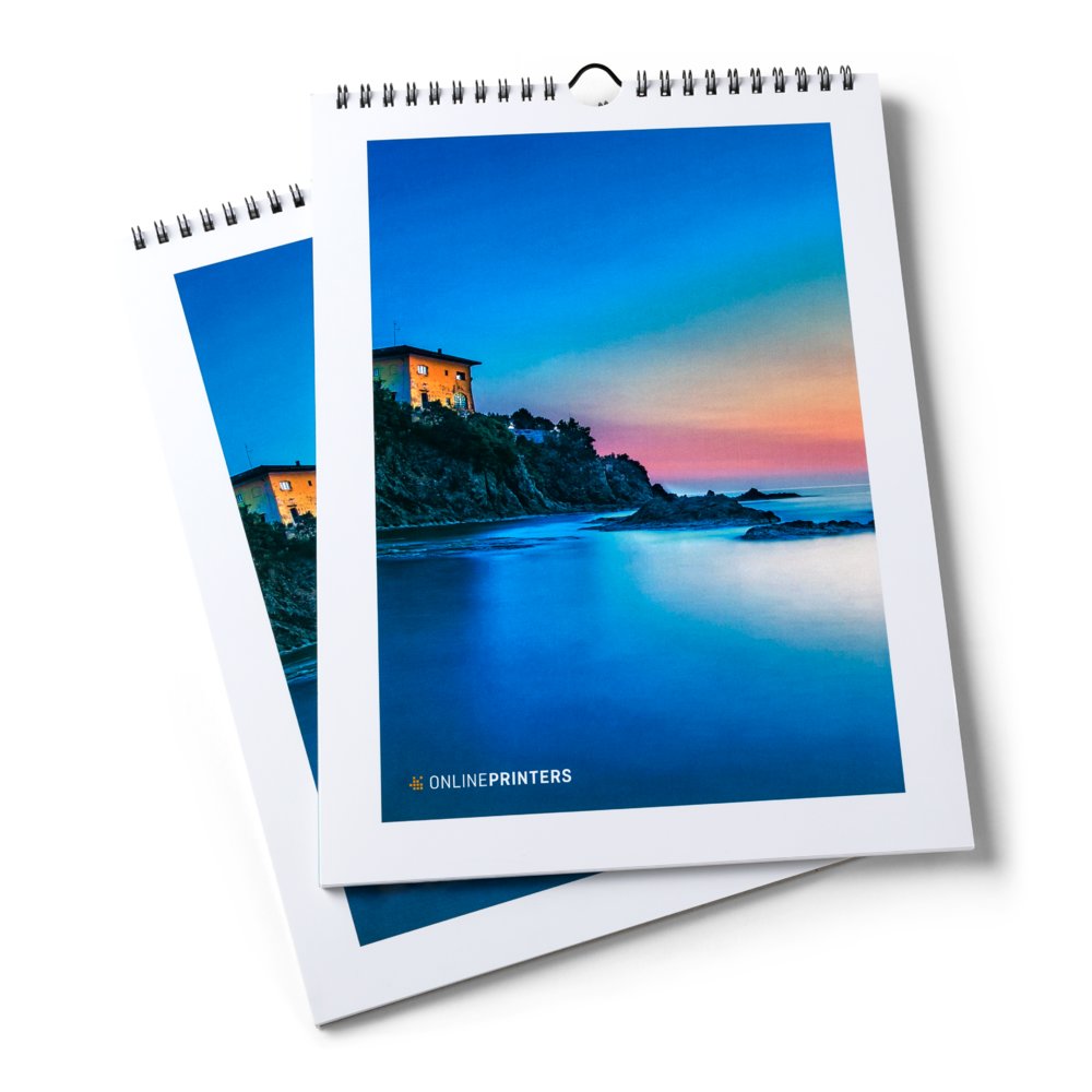 25 Wandkalender mit Spiralbindung A2 drucken | 170 g/m² Bilderdruckpapier
