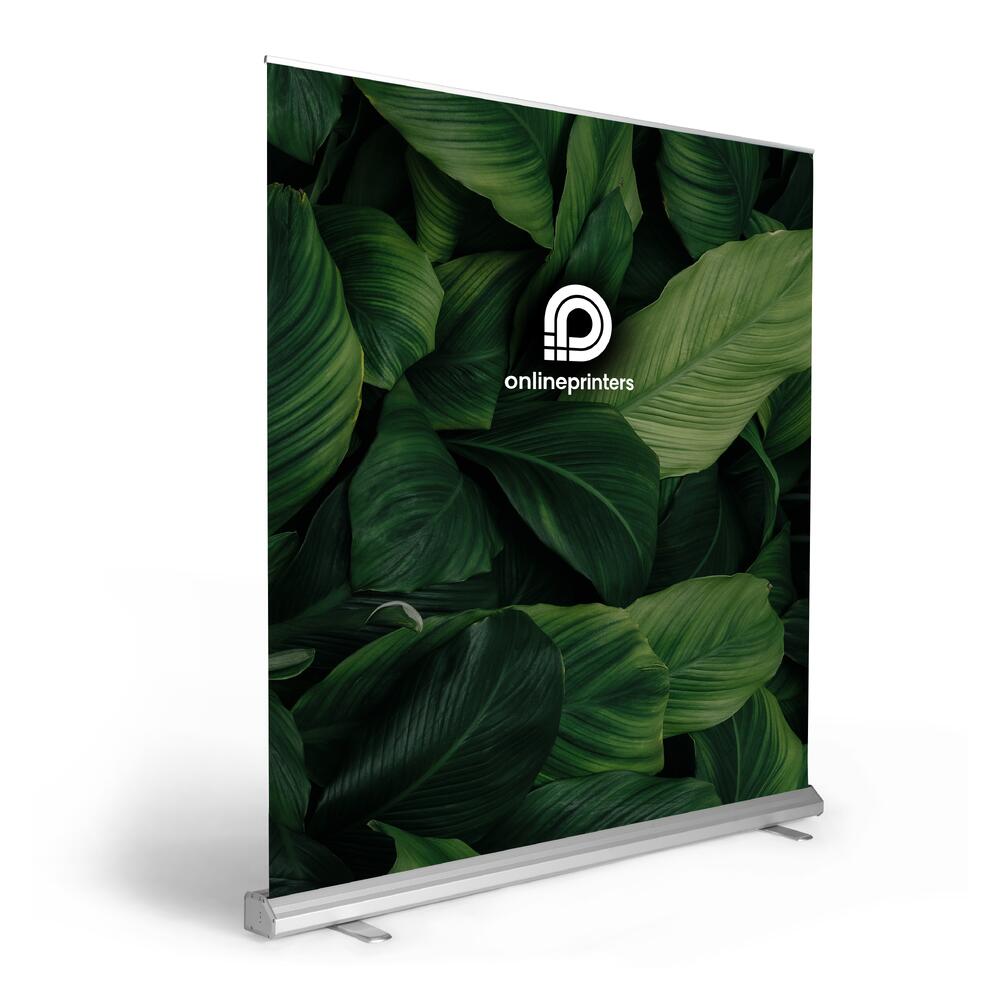 Rollup Banner XXL | 200 x 200 cm | inkl. Druck & Transporttasche | silber | 500 g/m² PVC matt