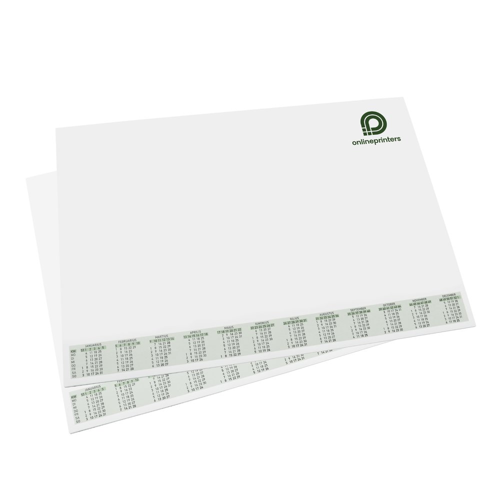100 Schreibtischunterlagen drucken | 48,5 x 33,5 cm | je 25 Blatt | 80 g/m² Offsetpapier