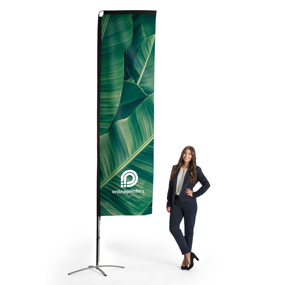 Squareflag bedrucken | 78 x 357 cm | inkl. Kreuzfuß & Transporttasche