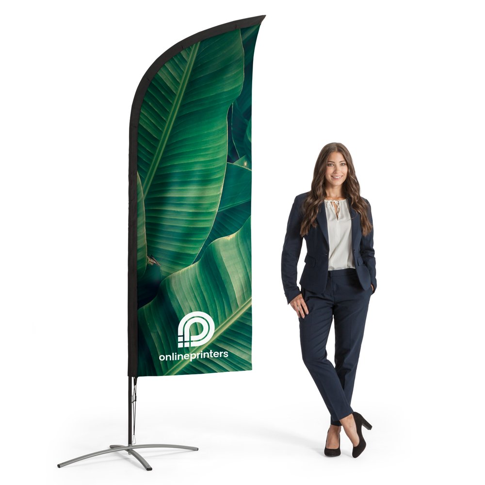 Wingflag bedrucken | 67 x 231 cm | inkl. Kreuzfuß & Transporttasche