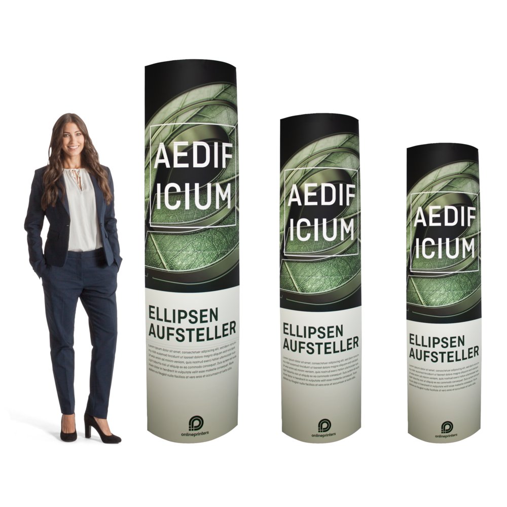 Ellipsenaufsteller mit Druck | 52 x 169 cm