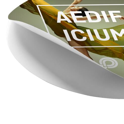 Weisser, statischer, runder Aufkleber.