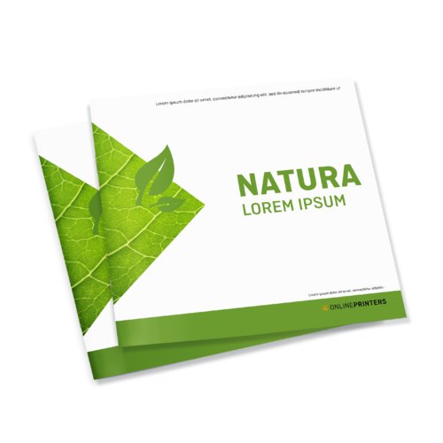 Quadratische Broschre aus Naturpapier.