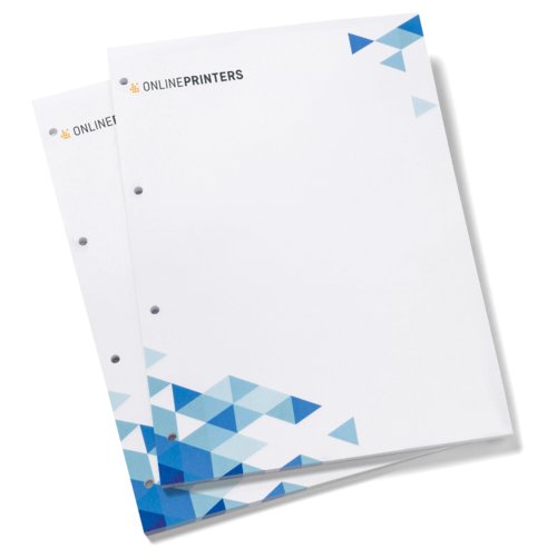 Weisses Briefpapier, beidseitig bedruckbar und gelocht.