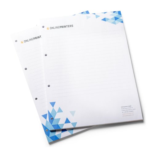 Weisses Briefpapier mit Lochung.