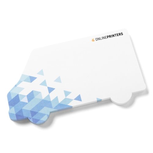 Weisse Haftnotizen in Lieferwagenform.