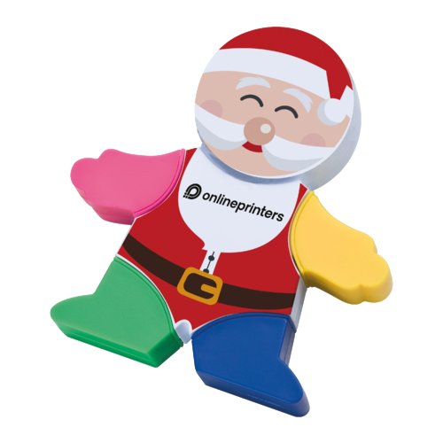 Textmarker in Santa-Form mit verschiedenen Farben.