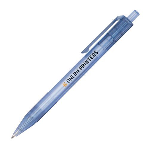 Blauer Recycling-Kugelschreiber mit Clip.