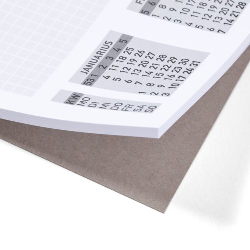 Papier-Schreibtischunterlage mit Kalendarium.