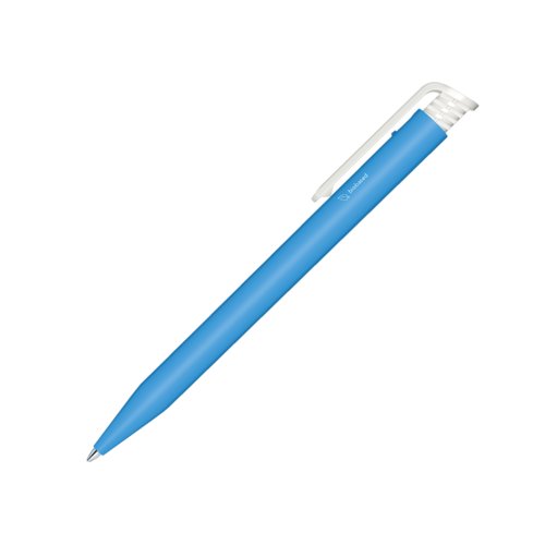 Blauer Bio-Druckkugelschreiber mit Clip.