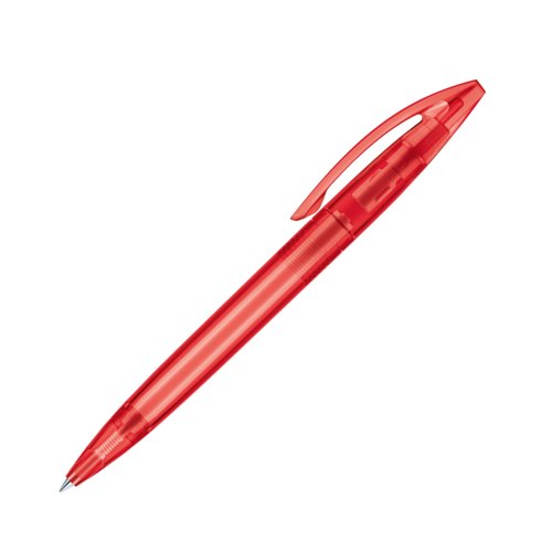 Roter Kunststoff-Drehkugelschreiber mit Clip.