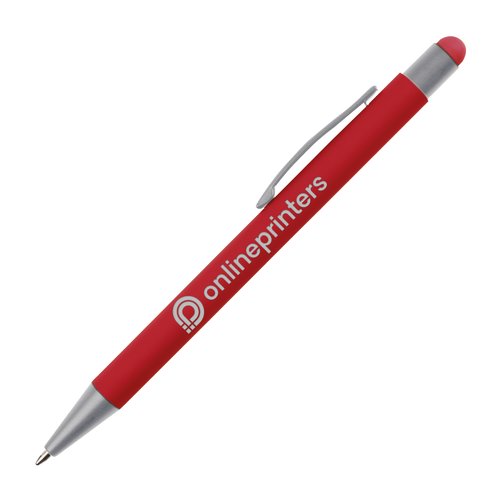 Roter Touchpen aus Kunststoff mit Clip und Mine.