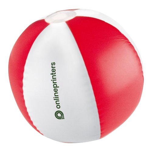 Rot-weißer Strandball aus Kunststoff, mehrfarbig.