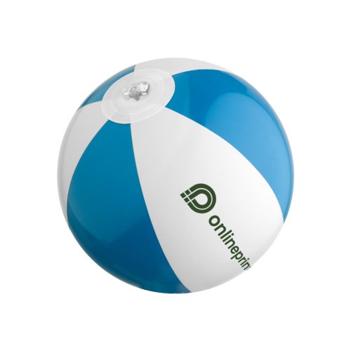 Blauer Wasserball aus Kunststoff mit Luftventil.