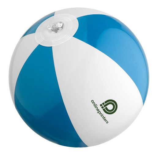 Blauer Kunststoff-Wasserball mit aufblasbarem Ventil.