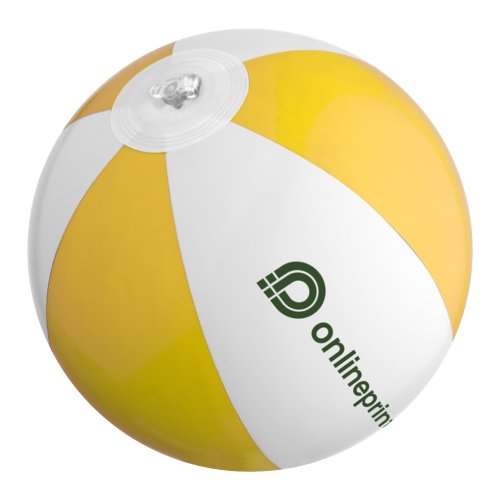 Gelber Wasserball aus Kunststoff mit aufblasbarem Ventil.