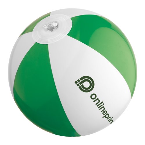 Grün-weißer Wasserball aus Kunststoff mit aufblasbarem Design.
