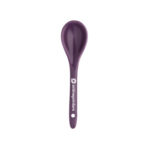 Violettfarbener Keramik-Löffel mit abgerundeter Laffe.