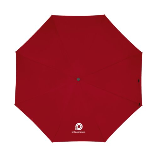 Roter Regenschirm mit manuellem ffnungsmechanismus.