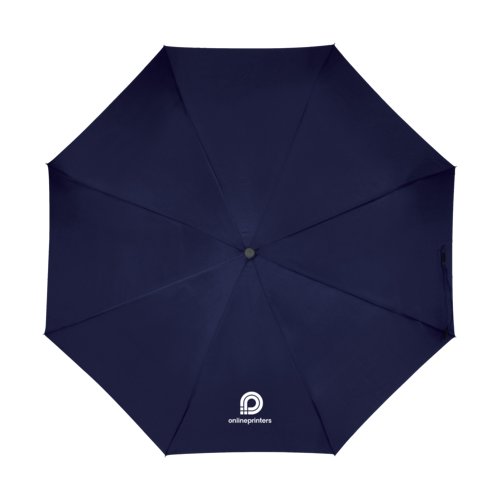 Dunkelblauer Regenschirm mit manuellem ffnungsmechanismus.