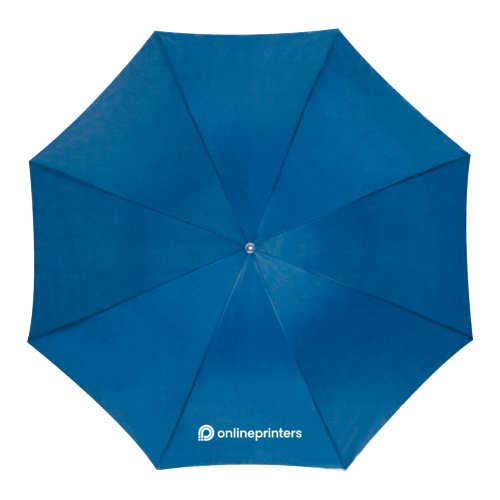 Blauer Automatik-Schirm mit Bezug und Griff.