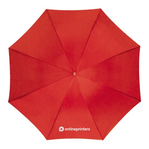Roter Automatik-Schirm mit robustem Gestell.