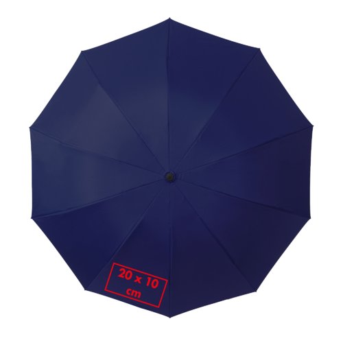 Blauer Taschenschirm mit Automatik-Funktion.