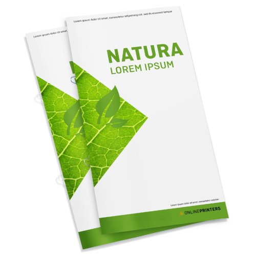 Naturpapier Broschre mit Rckendrahtheftung.