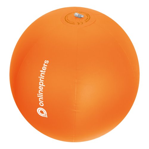 Oranger Strandball aus Kunststoff, aufblasbar.