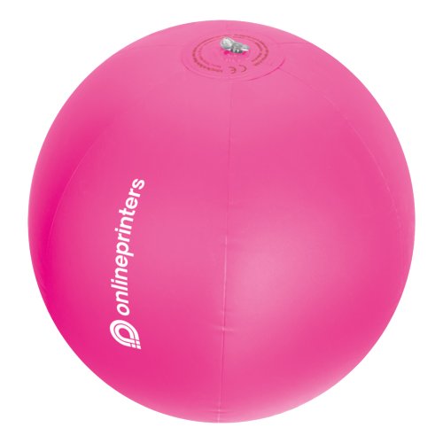 Pinkfarbener Strandball aus Kunststoff mit aufblasbarem Design.