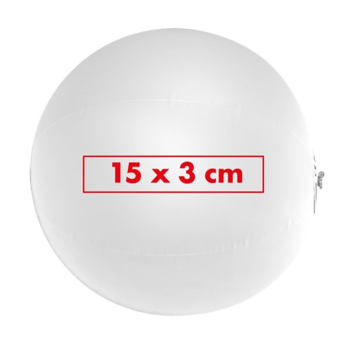 Weißer Strandball aus Kunststoff mit mattem Finish.