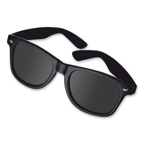 Schwarze Sonnenbrille aus Kunststoff mit dunklen Glsern.
