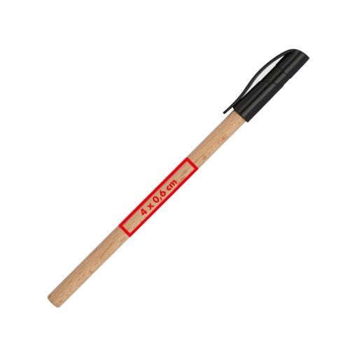 Holz-Kugelschreiber mit Clip und Druckmechanismus.