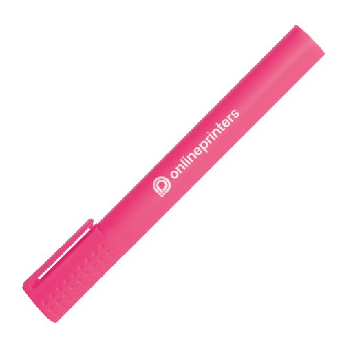 Pinker Textmarker mit Keilspitze und Kappe.
