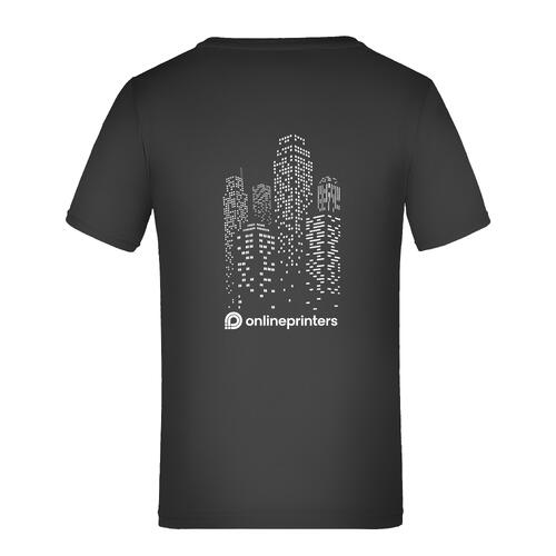 Schwarzes Kinder-T-Shirt aus Polyester mit kurzen �rmeln.