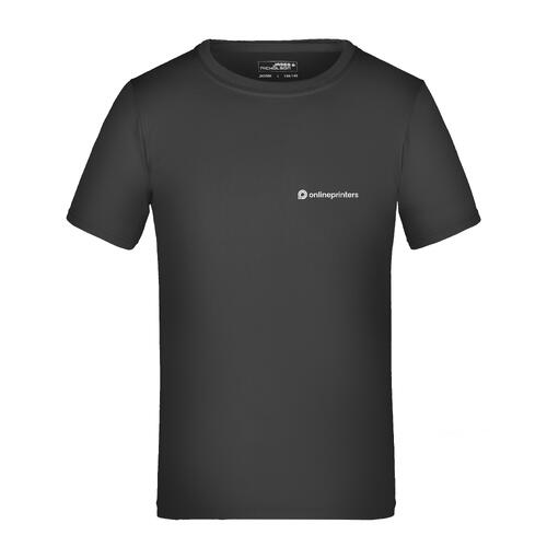 Schwarzes Polyester T-Shirt f�r Kinder mit kurzen �rmeln.