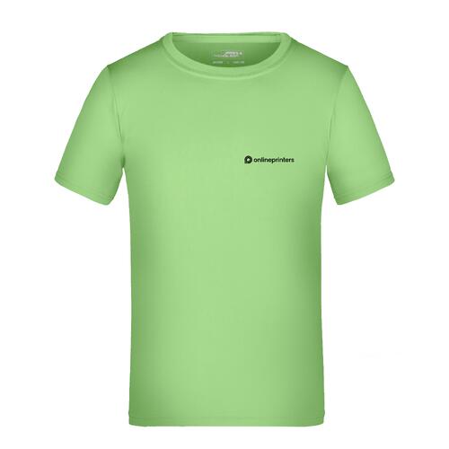 Apfelgr�nes Polyester T-Shirt f�r Kinder mit kurzen �rmeln.