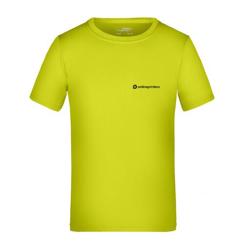 Neongelbes Polyester-T-Shirt f�r Kinder mit kurzen �rmeln.