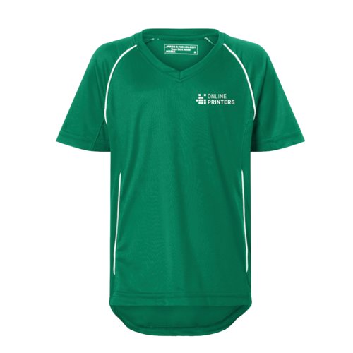 Sportliches Kinder-T-Shirt mit V-Ausschnitt und kurzen rmeln.