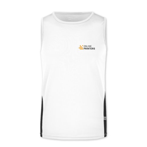 Weißes/Schwarzes Polyester Tanktop für Herren.