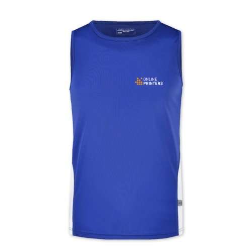 Royalblaues/weißes Tanktop aus Polyester für Herren.