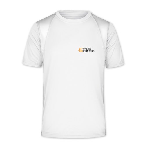 Weies Funktionsshirt fr Herren aus atmungsaktivem Material.