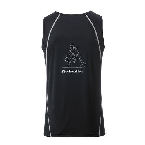 Schwarzes und wei�es Sport Tanktop aus Polyester f�r Herren.