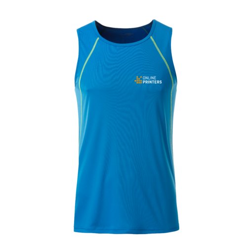 Blaues und neongelbes Tanktop aus Polyester für Herren.