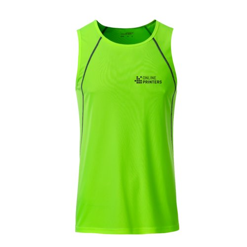 Neongrünes Sport-Tanktop aus Polyester für Herren.