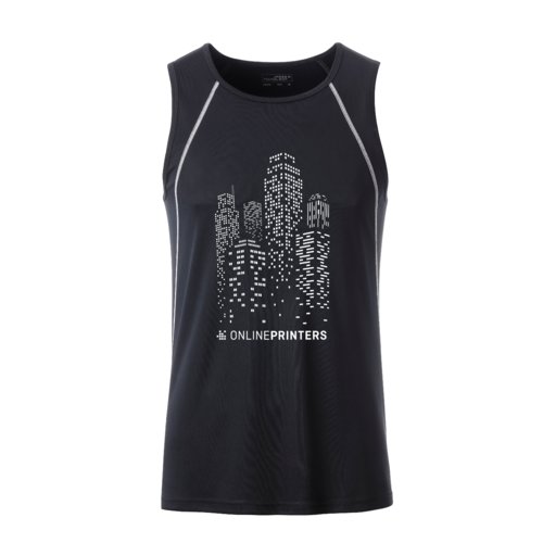 Schwarz-weißes Polyester-Tanktop für Herren mit sportlichem Schnitt.