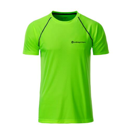 Gr�nes Sport-T-Shirt aus Funktionsmaterial f�r Herren mit kurzen �rmeln.