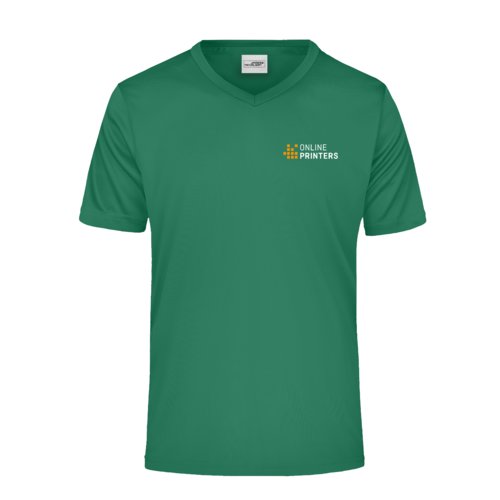 Grnes V-Ausschnitt T-Shirt aus Funktionsmaterial fr Herren.